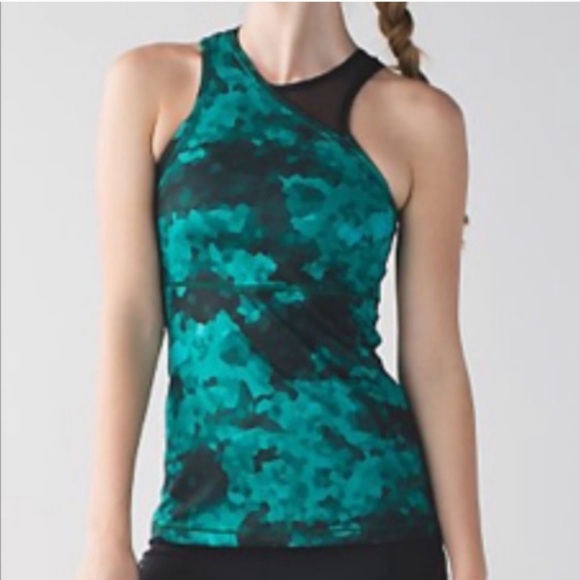 lululemon athletica Tops - Lululemon Meshed Up Tank Teal/Black Top & Bra 6